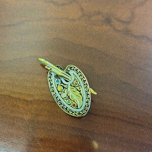 Vintage Gold Tone Metal Colorful Enamel Artist Palette Brooch Pin